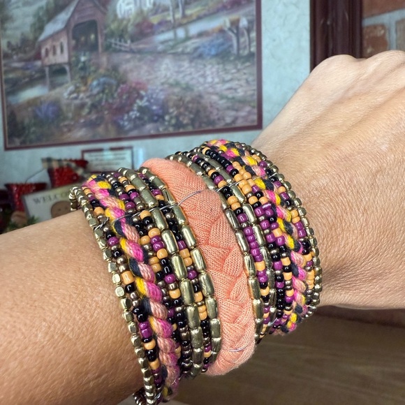 Vintage 1997 Multicolor Beaded Wrap Boho Bracelet